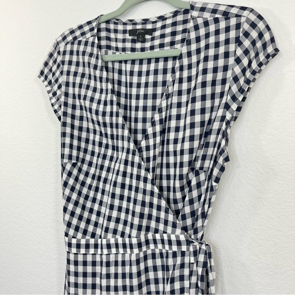 J.Crew NWOT Viscose Midi wrap dress in gingham size Small - Picture 3 of 8